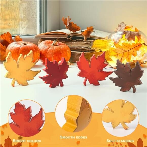 Fall Leaves Decorations for Home Indoor, Farmhouse Thanksgiving Table - Picture 4 of 7
